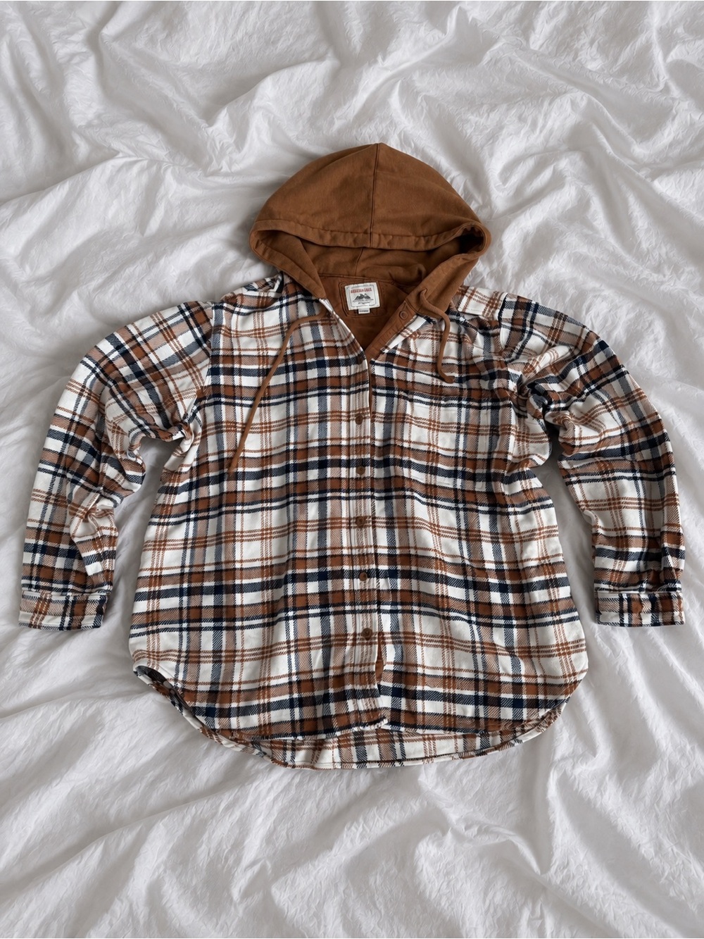 Kids Brown Plaid Hooded Shirt - Unbranded